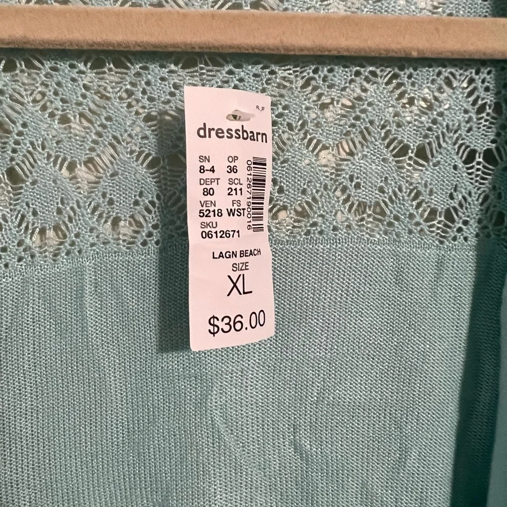 NWT Beautiful Aqua Cardigan Sweater with Knit Detail Back - Picture 3 of 3